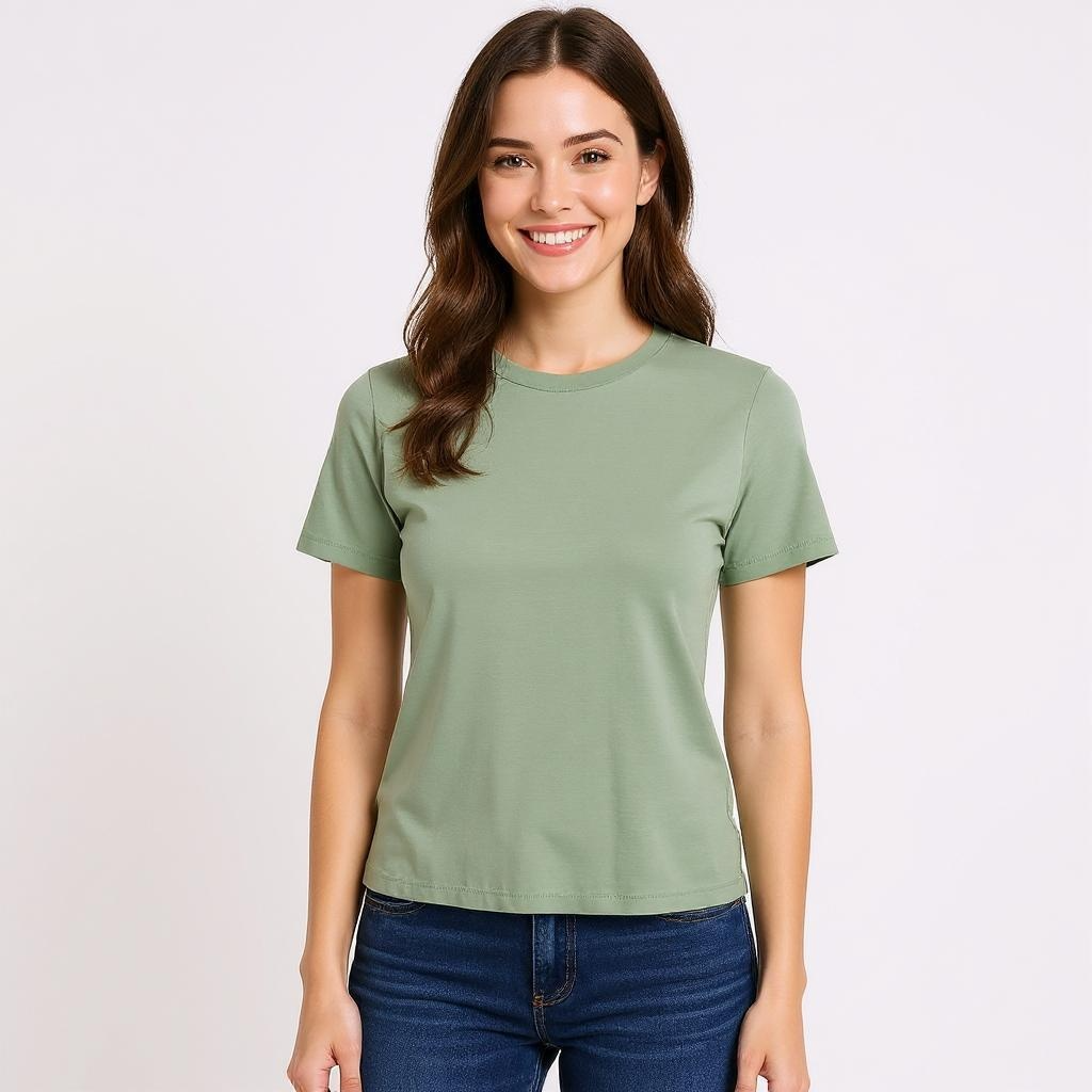 Women’s Classic Green Crew Neck T-Shirt