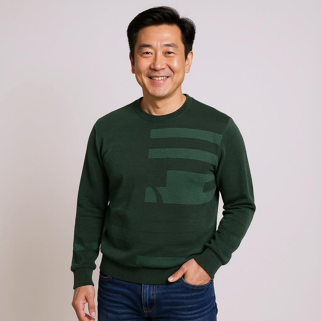 Men's Cotton Green Knitted Pullover