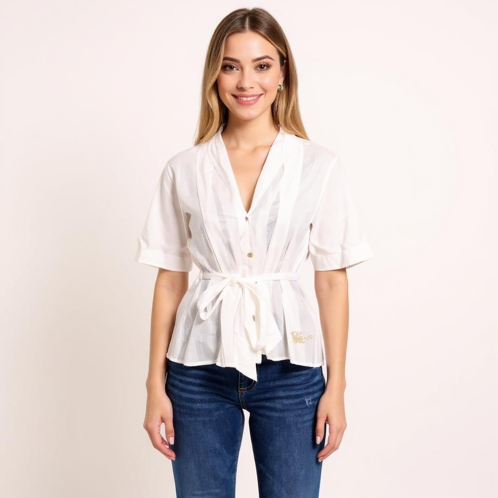 100% Cotton Ladies White Top