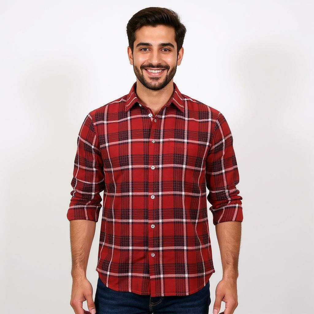 Men’s Woven Long Sleeve Red Flannel Shirt – BUY 1 GET 1 50% OFF