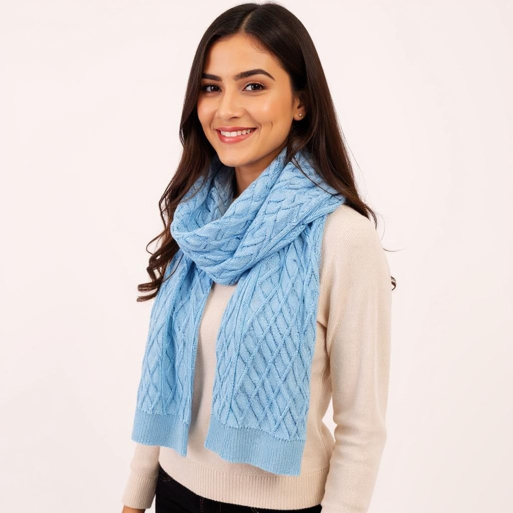 Cozy Knit Scarf – Light Blue