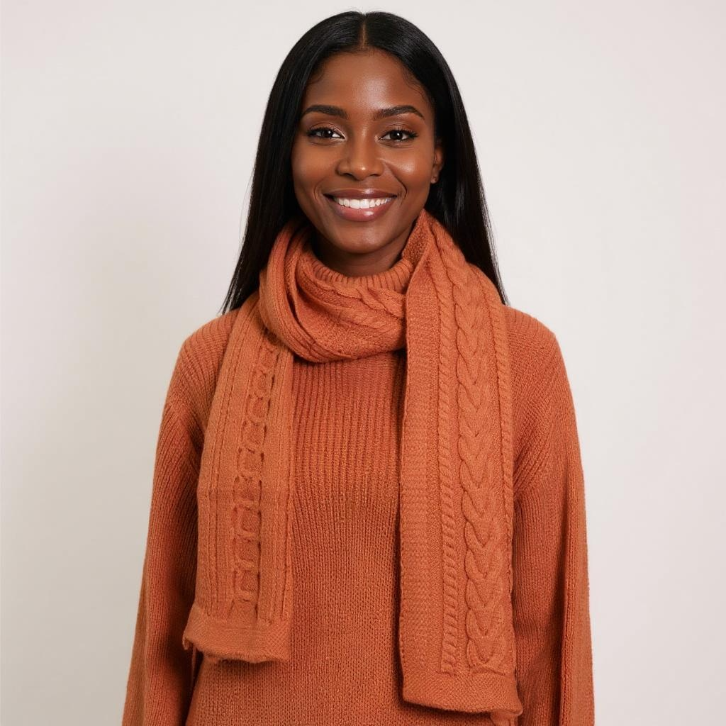 Cozy Knit Scarf – Vibrant Orange