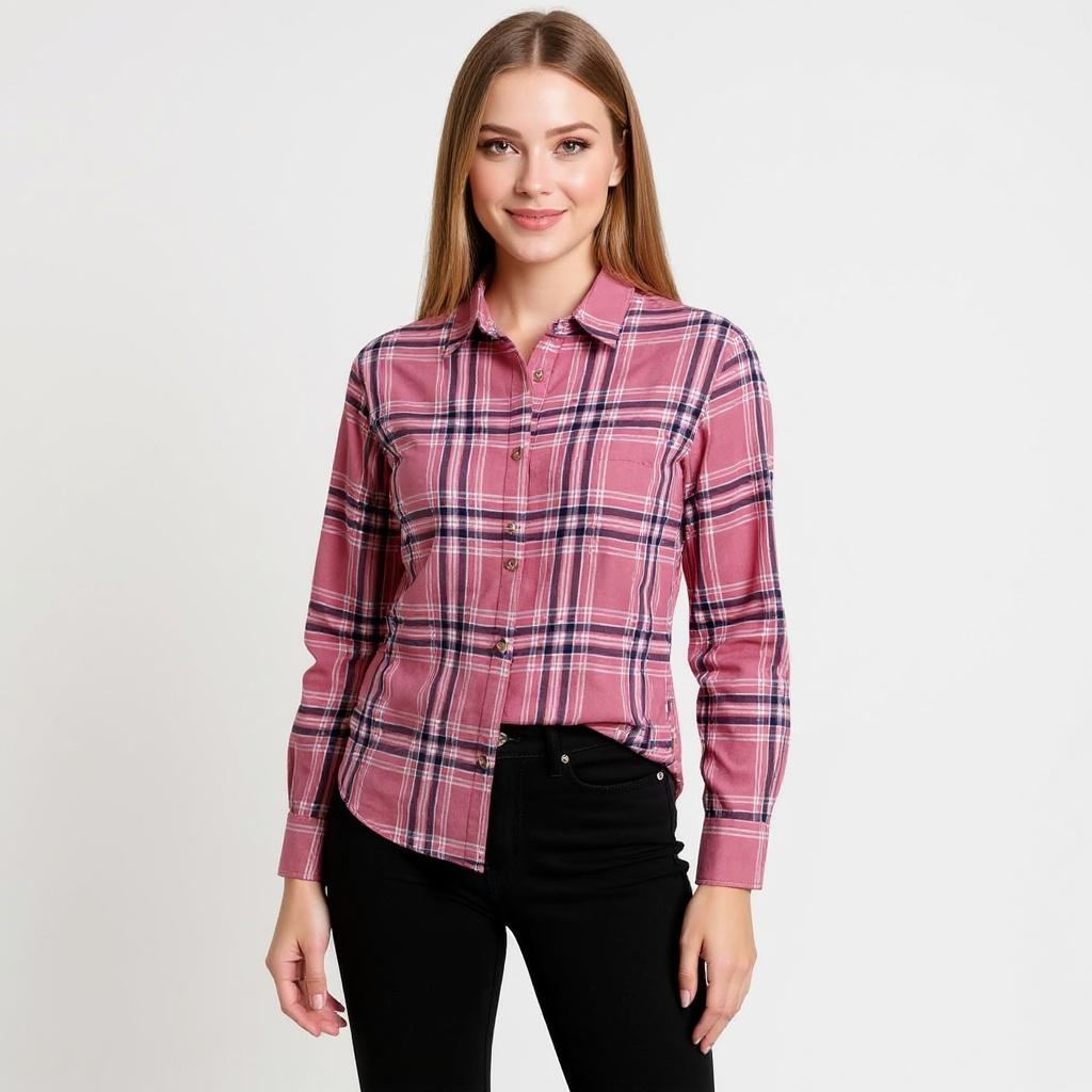 Women's Woven Long Sleeve Pink Flannel Shirt – BUY 1 GET 1 50% OFF
